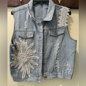 Beaded Denim Vest